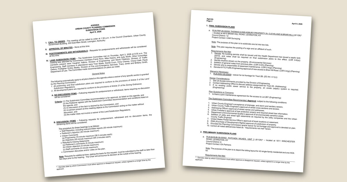 Cover image for Planning Commission to Review Multiple Subdivision Plans