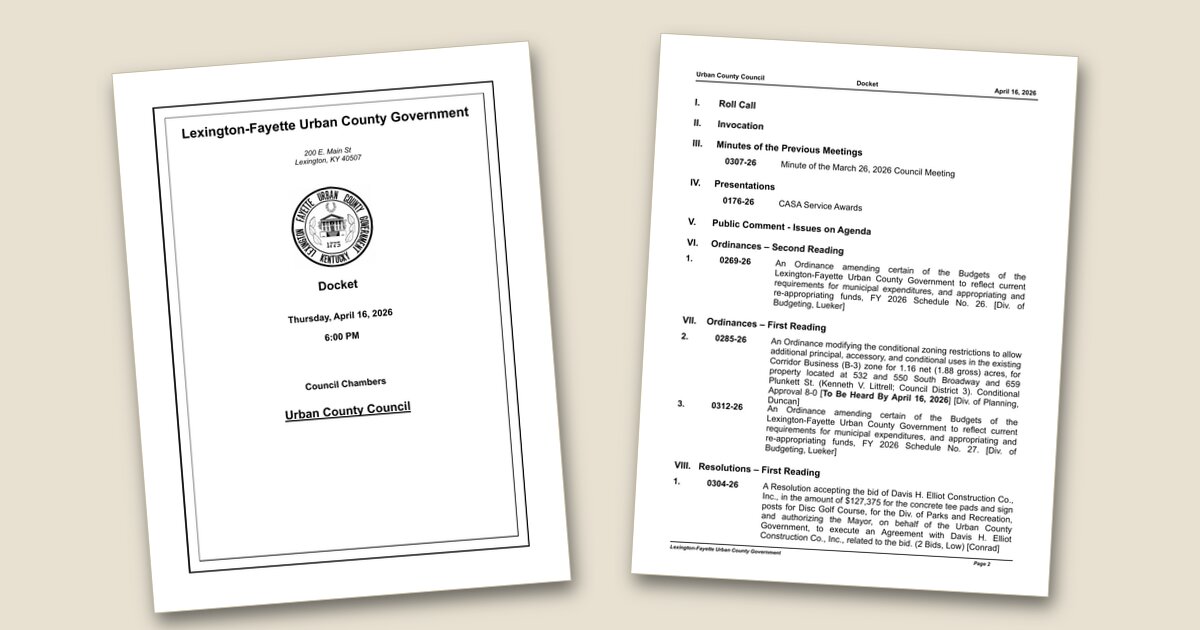 Cover image for Lexington Council Advances Zoning, Budget Changes at April Meeting