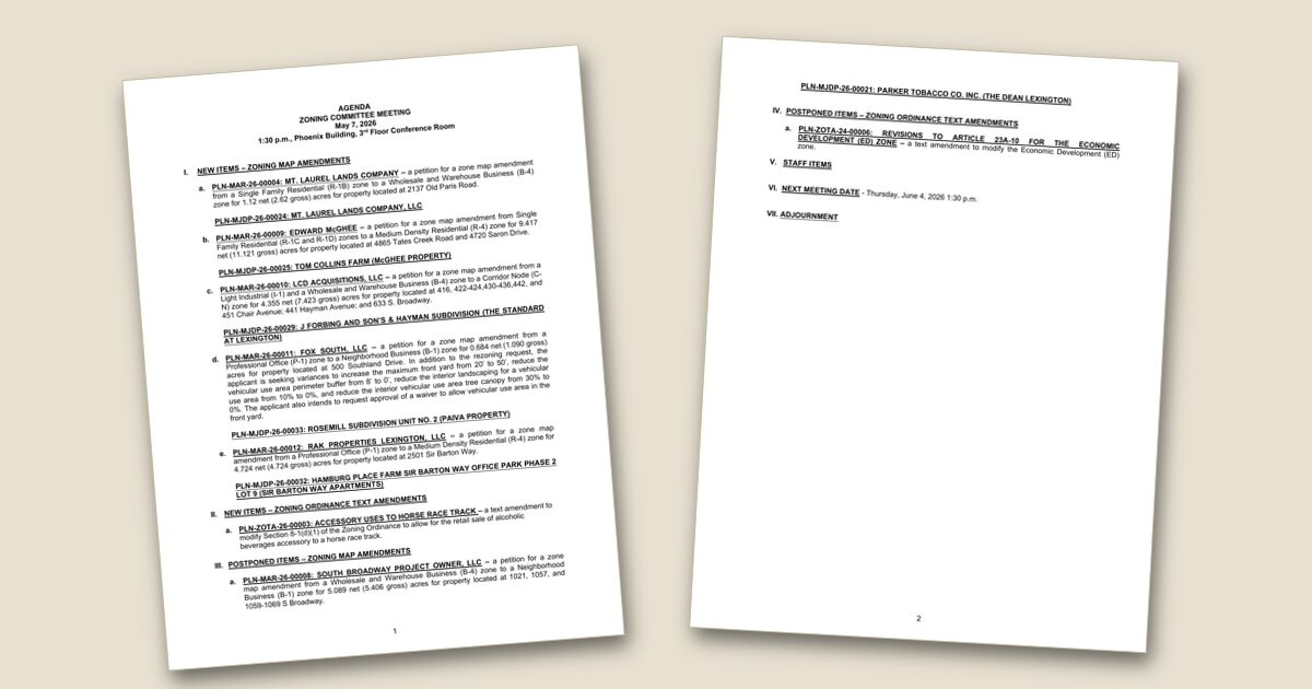 Cover image for Zoning committee to consider 5 map amendments, alcohol sales at race track