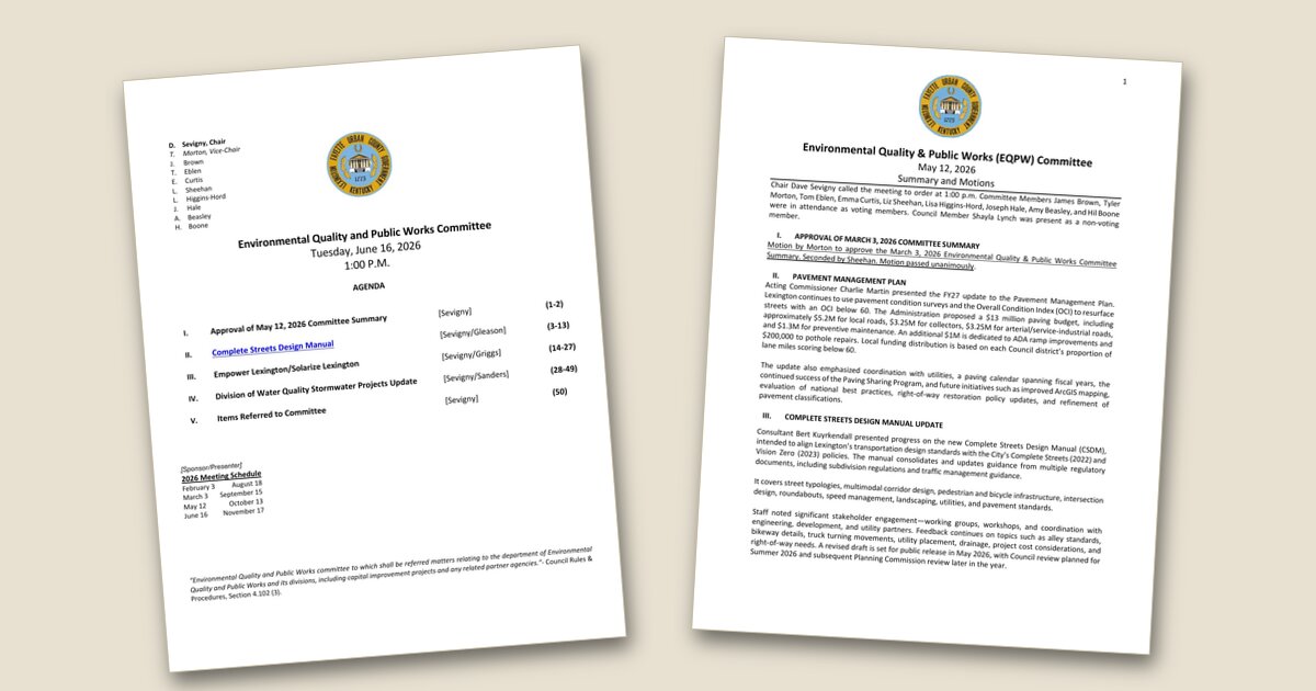 Illustration for Environmental Quality Panel to Review Complete Streets Design Manual