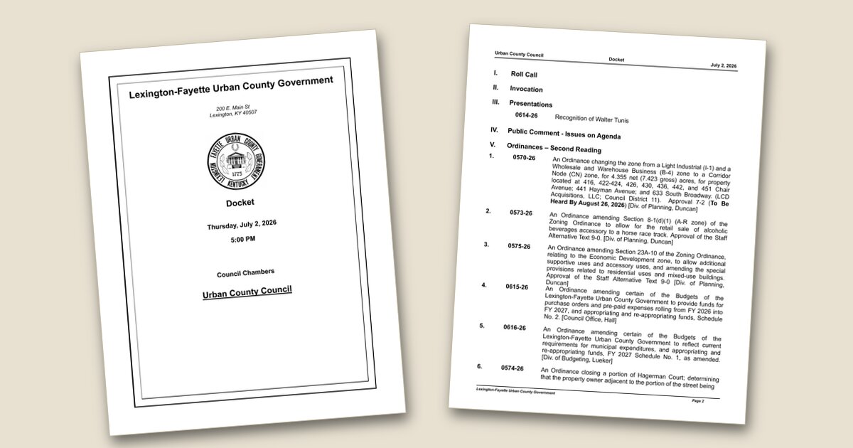 Illustration for Lexington Council Agenda Focuses on Zoning Changes, Ethics Commission Reforms