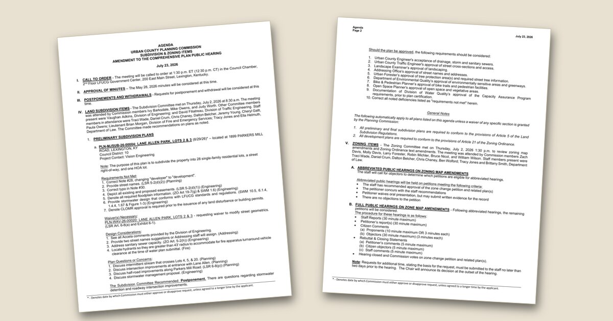 Illustration for Planning Commission to hear zoning, subdivision items July 23