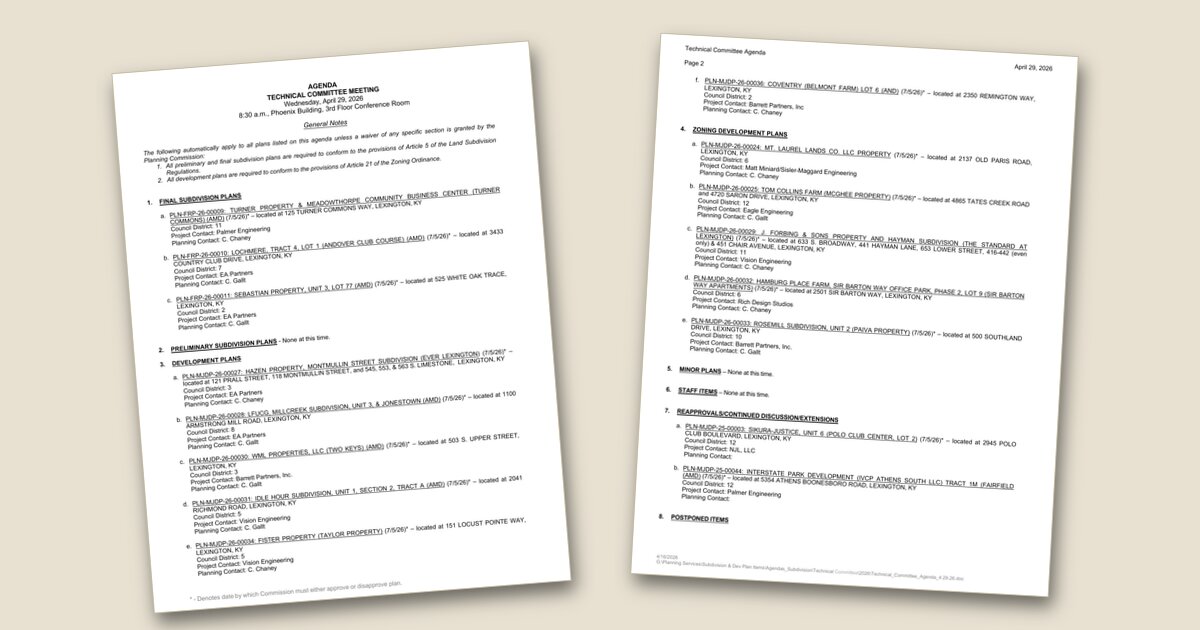 Cover image for Planning committee to review 14 development, subdivision projects