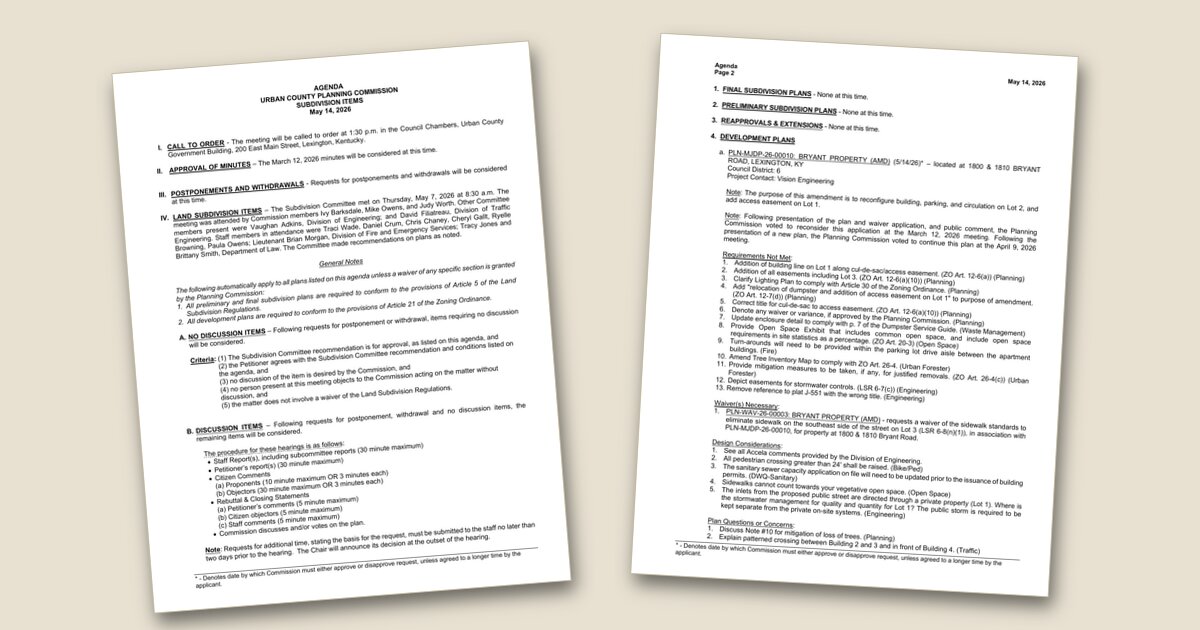 Cover image for Planning Commission to consider two development proposals at May 14 meeting
