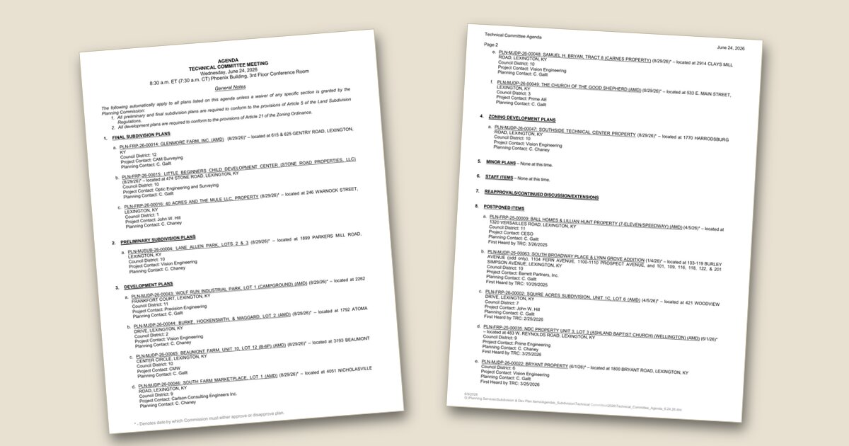 Illustration for Technical Review Committee to consider 17 development projects on June 24