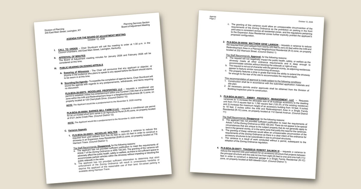 Illustration for Board of Adjustment to hear zoning cases Monday
