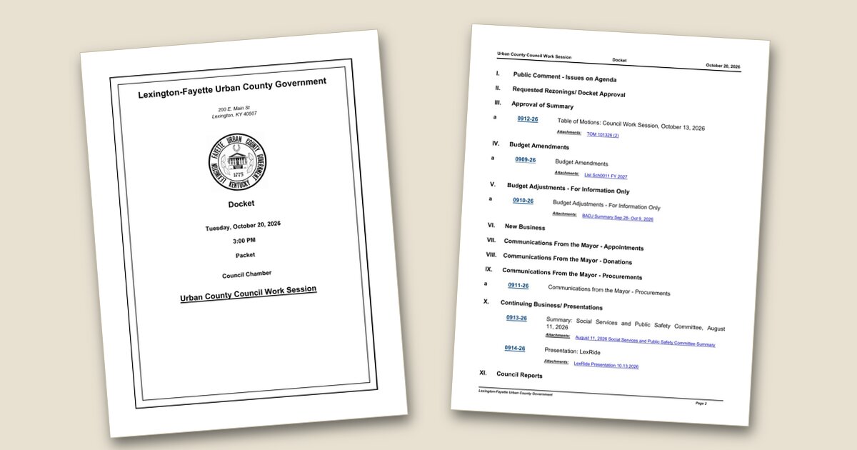 Illustration for Council work session agenda lists grants, contracts and LexRide update