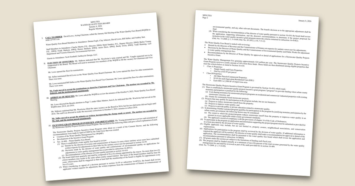 Cover image for Water Quality Board releases minutes from January meeting