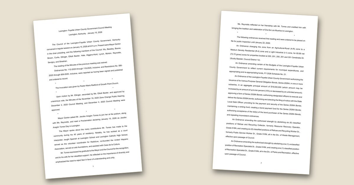 Cover image for Council releases minutes from January 15 meeting