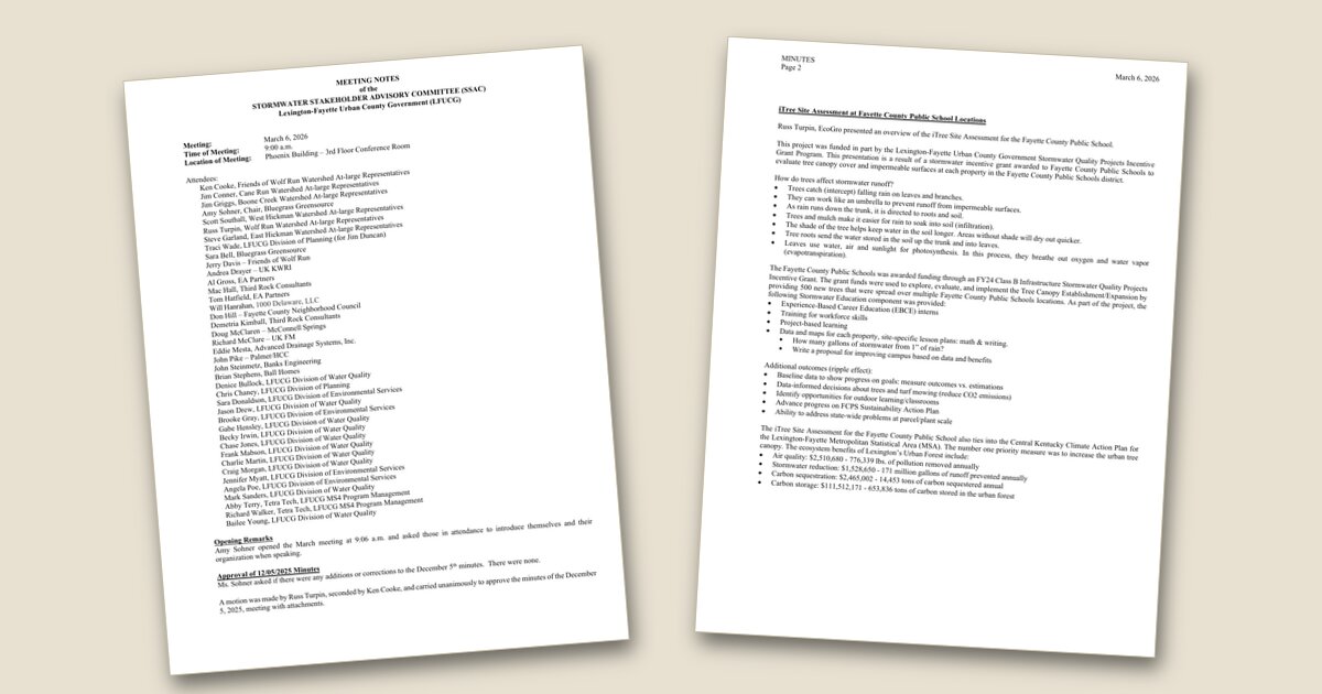 Illustration for LFUCG releases minutes from March stormwater stakeholder meeting