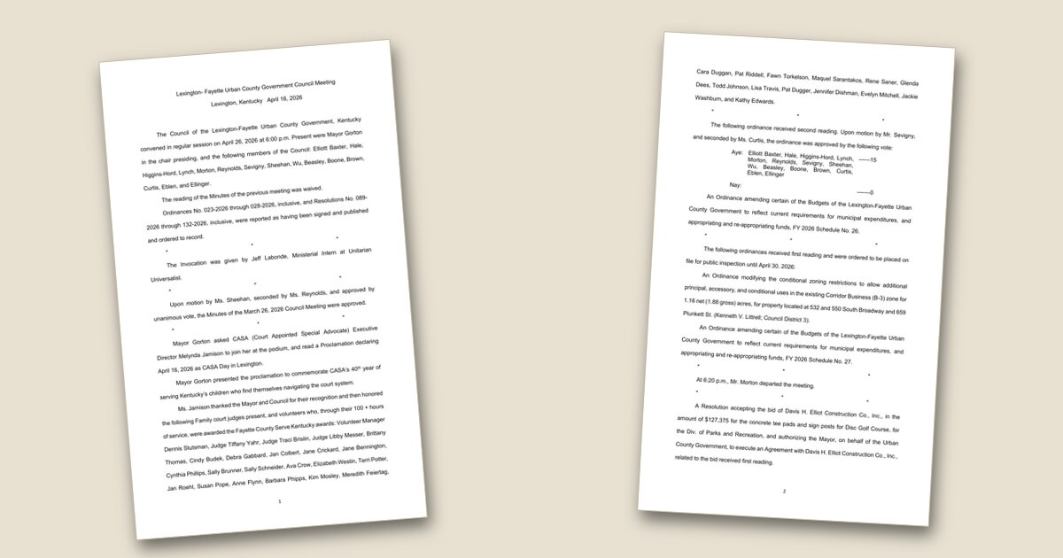 Illustration for LFUCG releases minutes from April council meeting