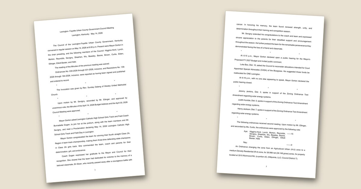 Illustration for Council releases minutes from May 14 budget hearing and zoning votes