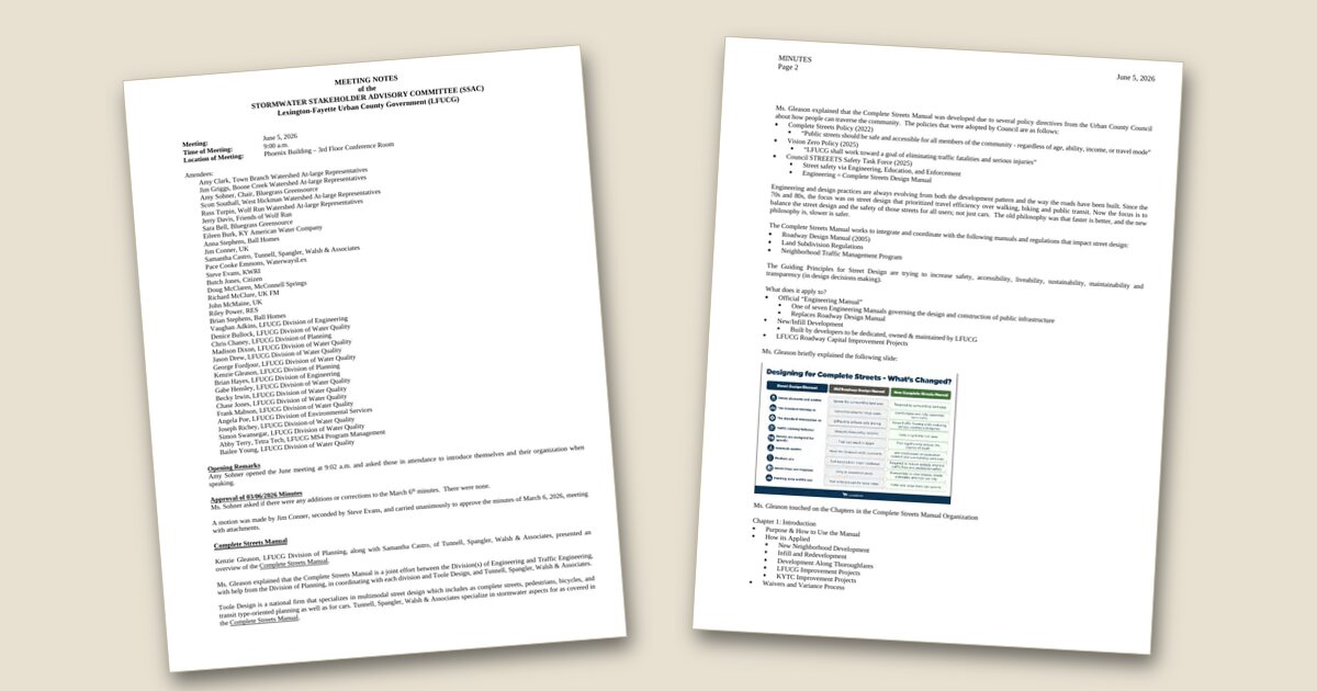 Illustration for LFUCG releases stormwater committee minutes from June meeting