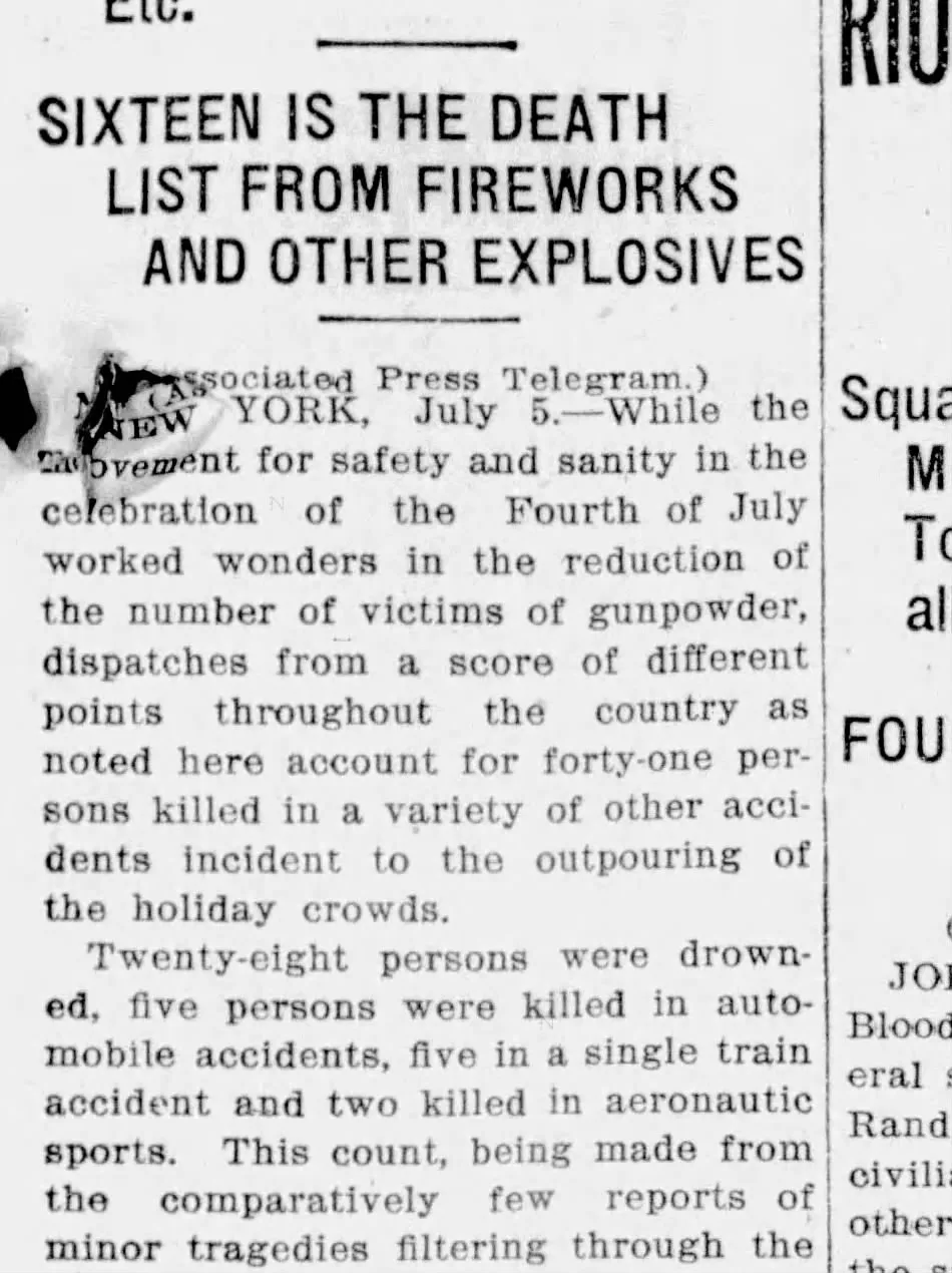 Sixteen Is the Death List From Fireworks — Herald-Leader, July 5, 1913 (public domain)