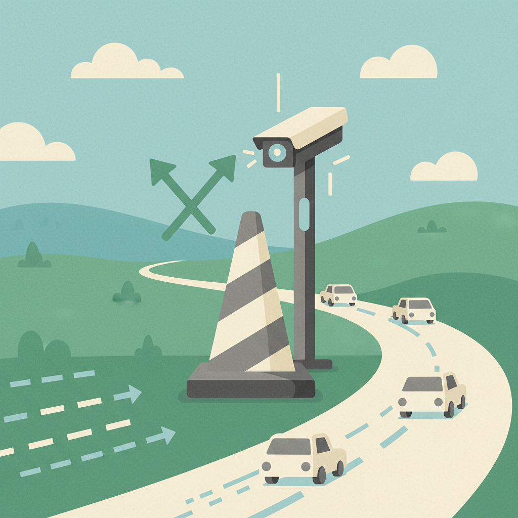 Illustration for Early Data Shows Work Zone Cameras Cutting Speeding