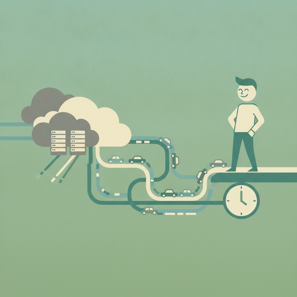 Illustration for Data Centers, Traffic Woes, and One Very Smug Pedestrian