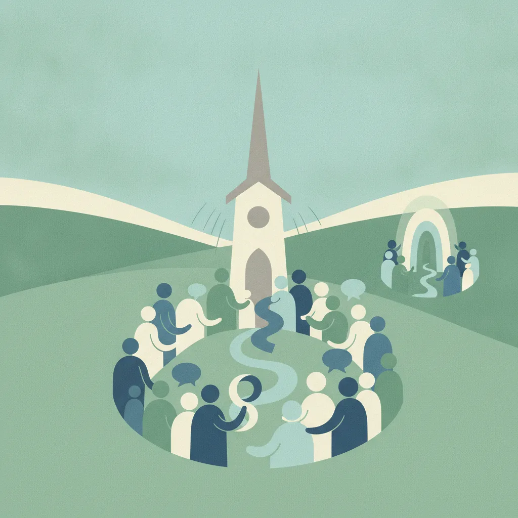 Illustration for Residents debate controversial church event and search for community