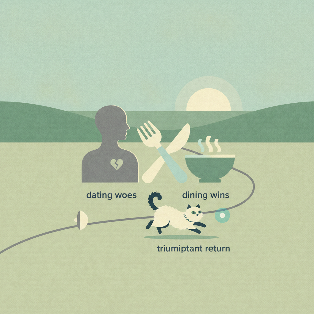 Illustration for Dating woes, dining wins, and a furball's triumphant return
