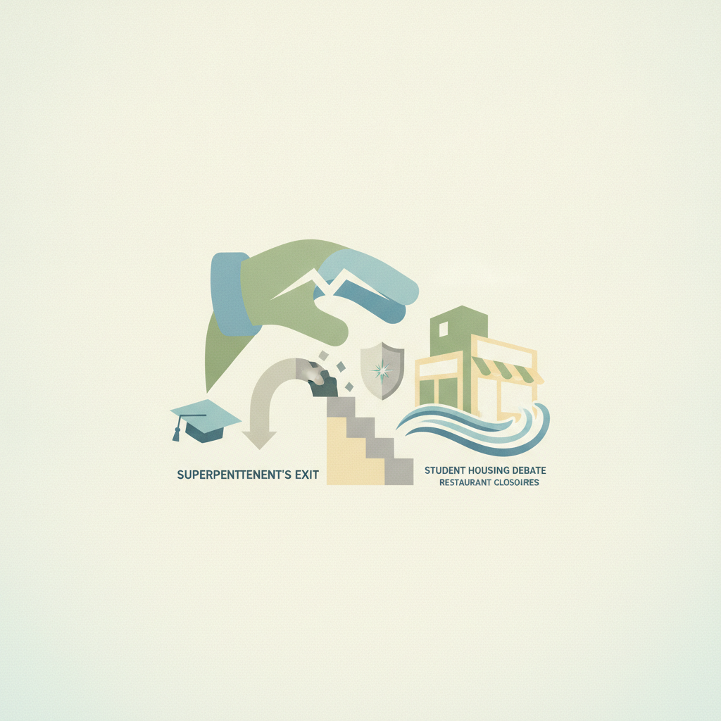 Illustration for Shock Gloves, Superintendent's Exit, and Student Housing Debate