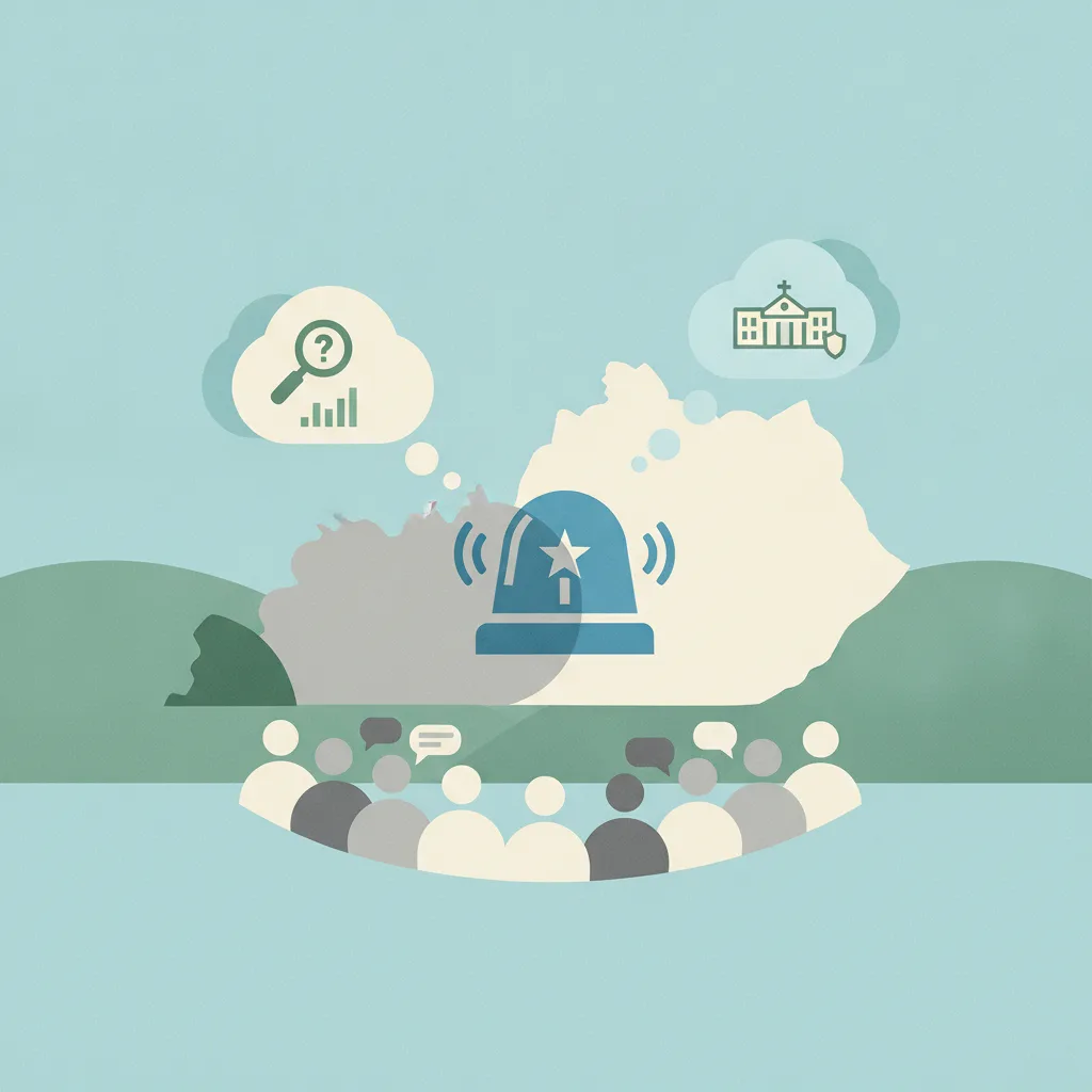 Illustration for Lexington reacts to multi-alert Blue Alert, debates campus crime stats