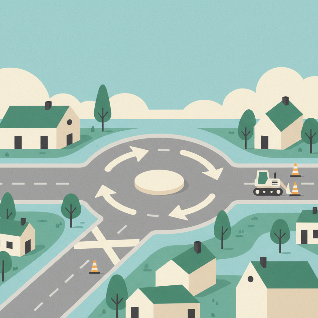 Illustration for Lexington builds first mini roundabout on Wilson Downing Road