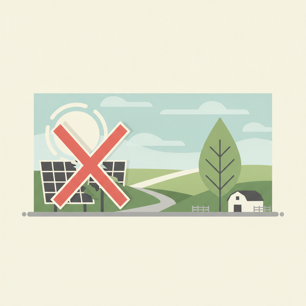 Illustration for Planning Commission rejects large-scale solar on farmland
