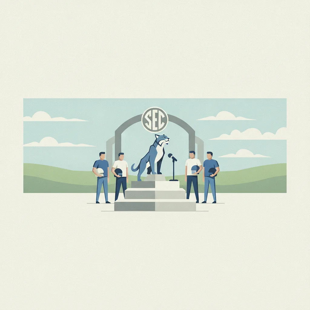 Illustration for Stein debuts at SEC Media Days as Kentucky football begins rebuild