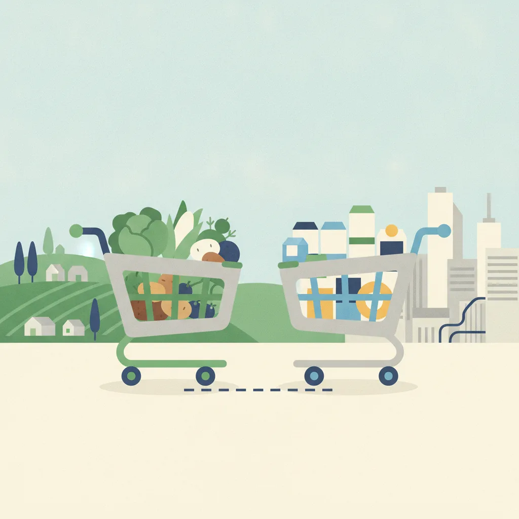 Illustration for The Grocery Cart Divide: How Rural and Urban America Sort Themselves
