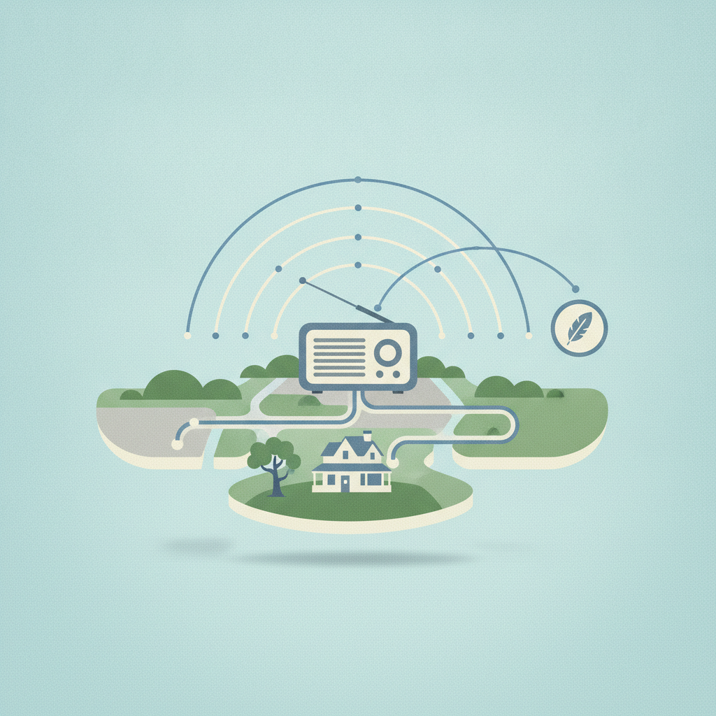 Illustration for Yonder Radio: Rural Gerrymandering, Aging in Place, and Tribal Broadband