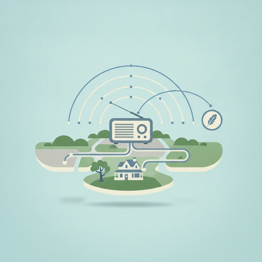 Illustration for Yonder Radio: Rural Gerrymandering, Aging in Place, and Tribal Broadband