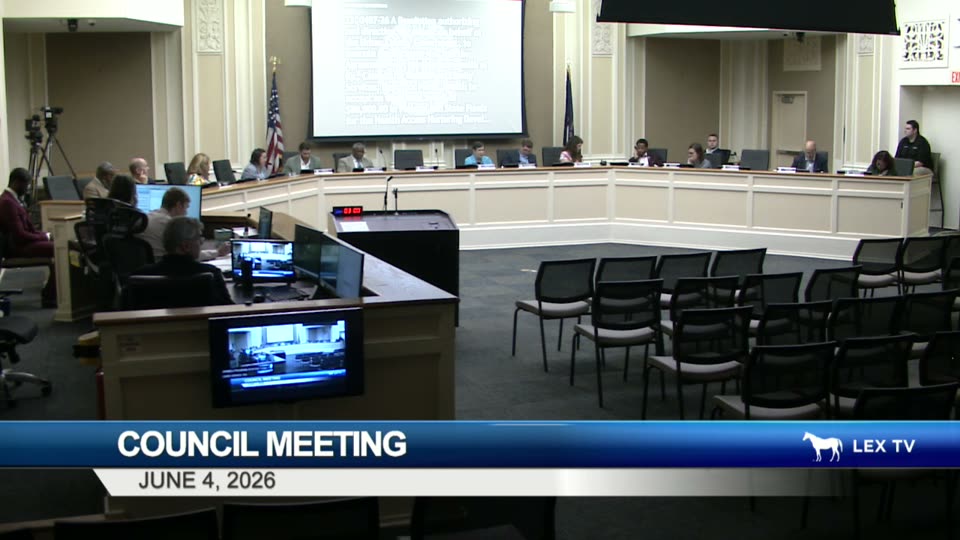 The Lexington-Fayette Urban County Council chamber during the June 4, 2026 meeting.