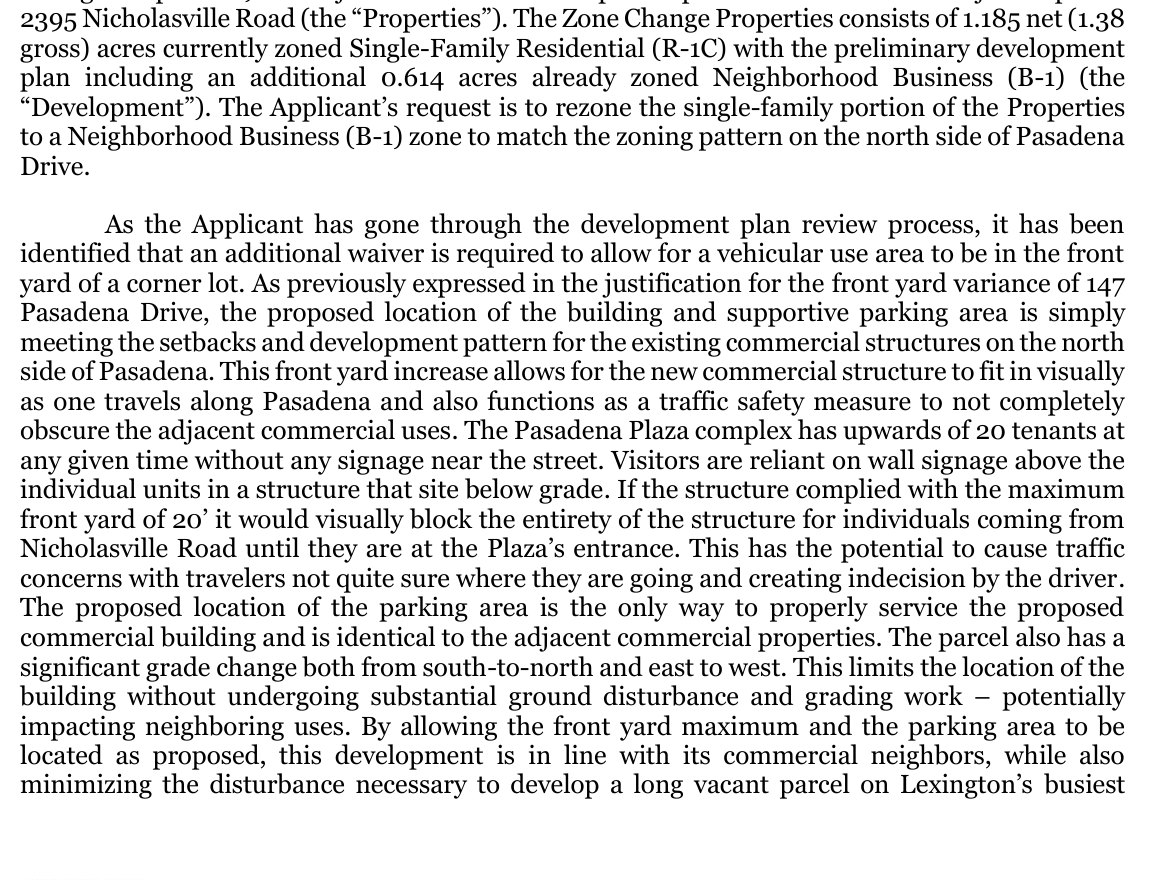 The Aug. 27 Stoll Keenon Ogden letter for Regency Holdings Three arguing for parking in the front yard of the corner lot at 147 Pasadena Drive. (PLN-WAV-26-00029, via Accela)