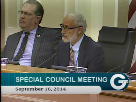 Council Member Steve Kay speaking at the dais, September 16, 2014