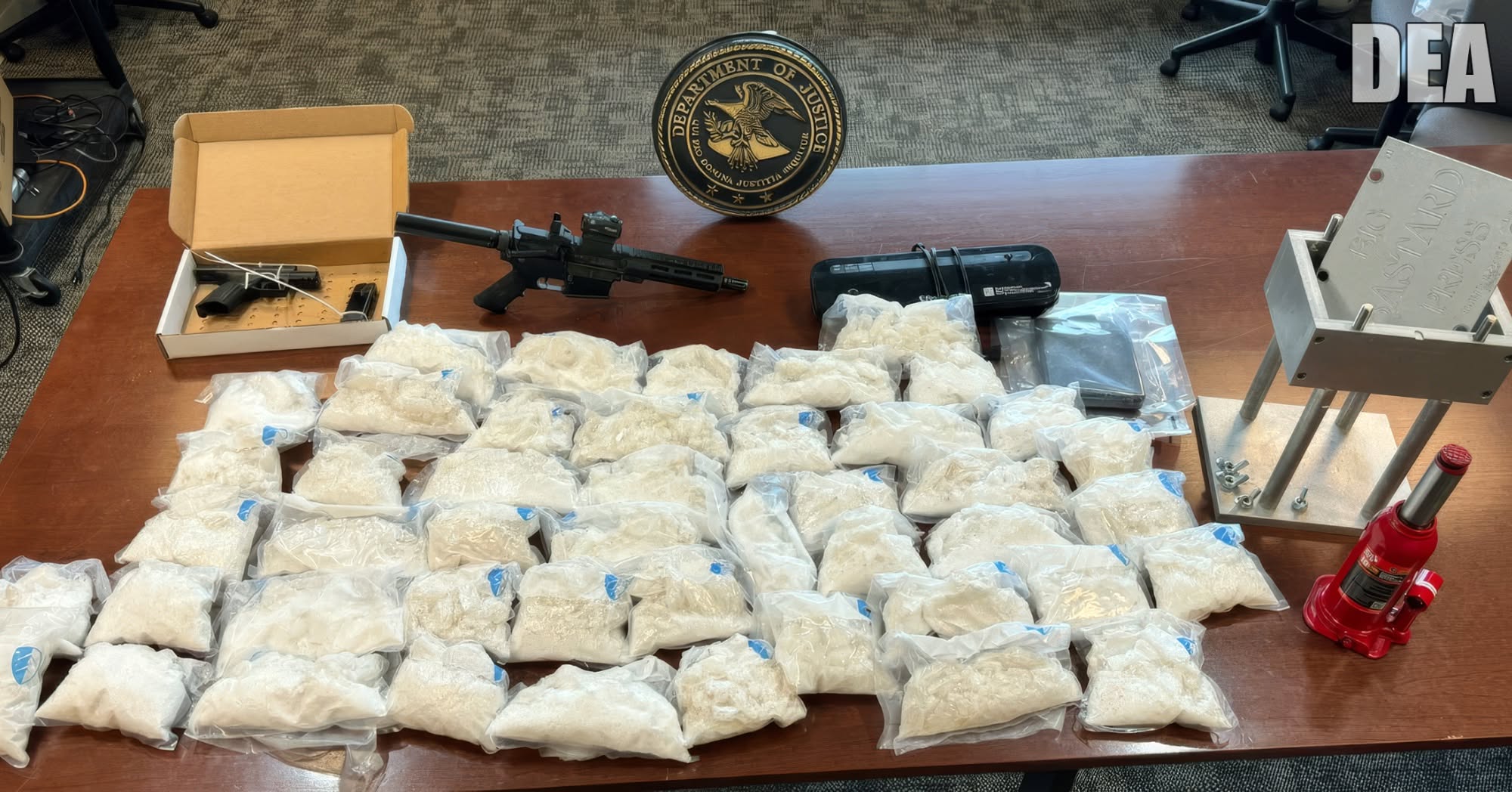 Illustration for 51 pounds of meth, a kilo press and three federal drug cases in a single Lexington week