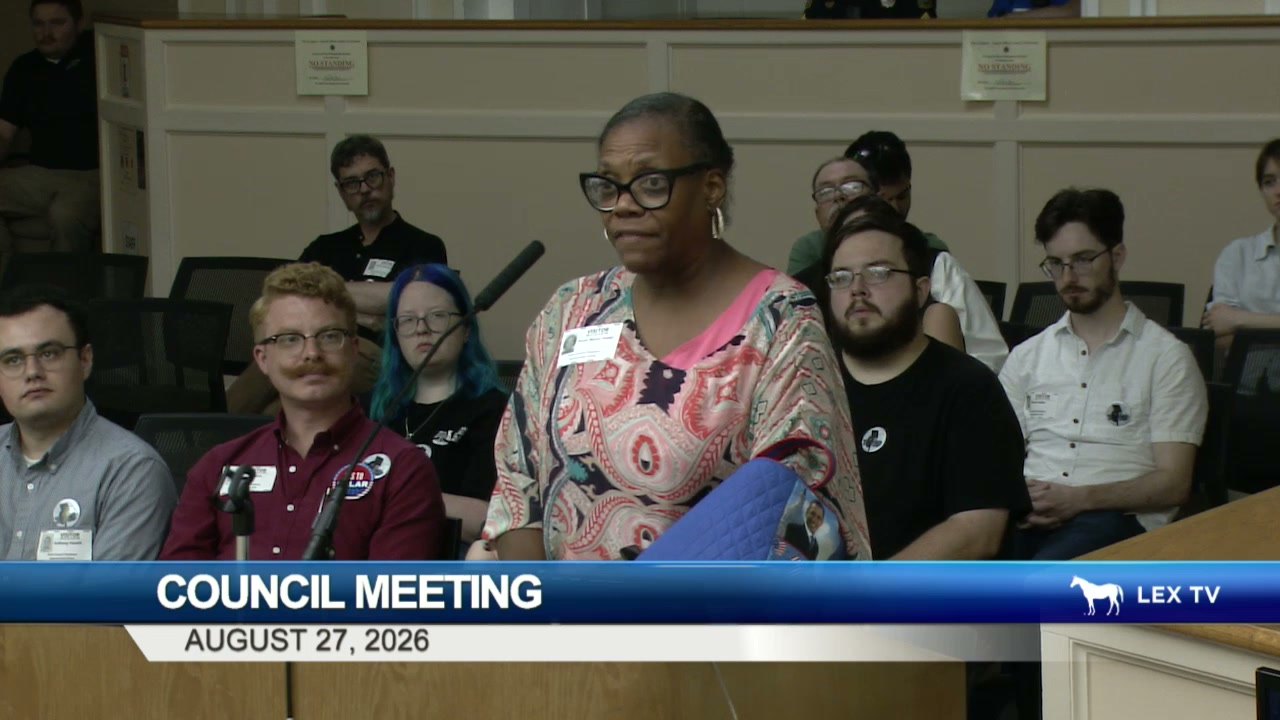 Vivian Hodge, vice president of the William Wells Brown Neighborhood Association, reads the association&rsquo;s 2024 letter of support.