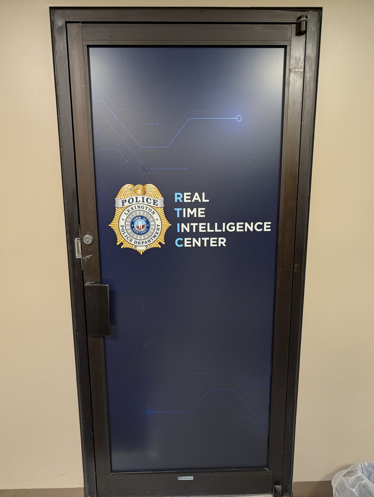 Door of the Lexington Police Real Time Intelligence Center