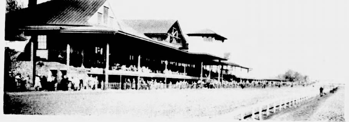 The packed grandstand and clubhouse of the Kentucky Association track in Lexington